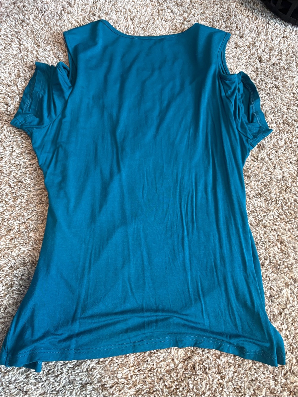 Guberry Teal Short Sleeve Surplice Top - Picture 4 of 4